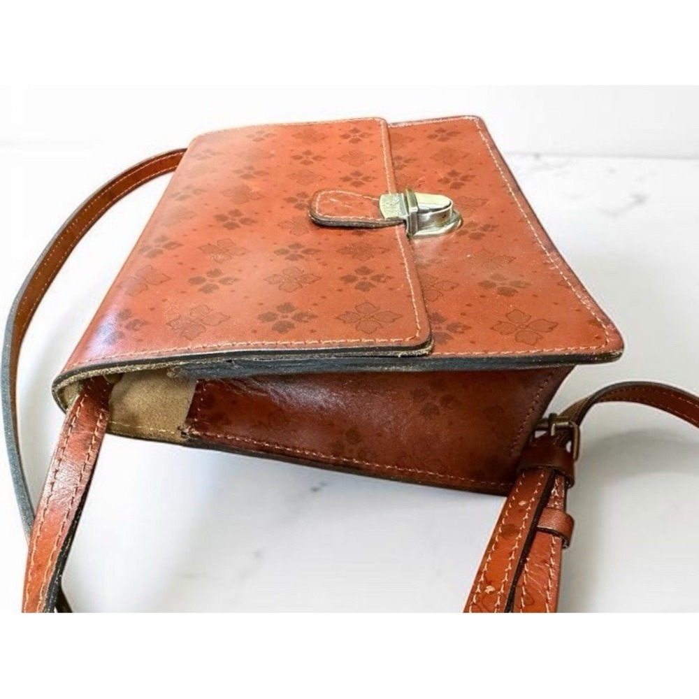 Patricia Nash Signature Floret Brown Leather Crossbody Bag PushLock Floral Purse - Picture 3 of 16